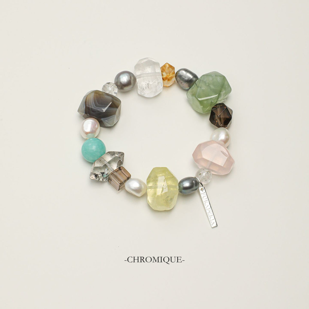 Citrine, Rose Quartz & Prehnite Bracelet | Mixed Gemstones