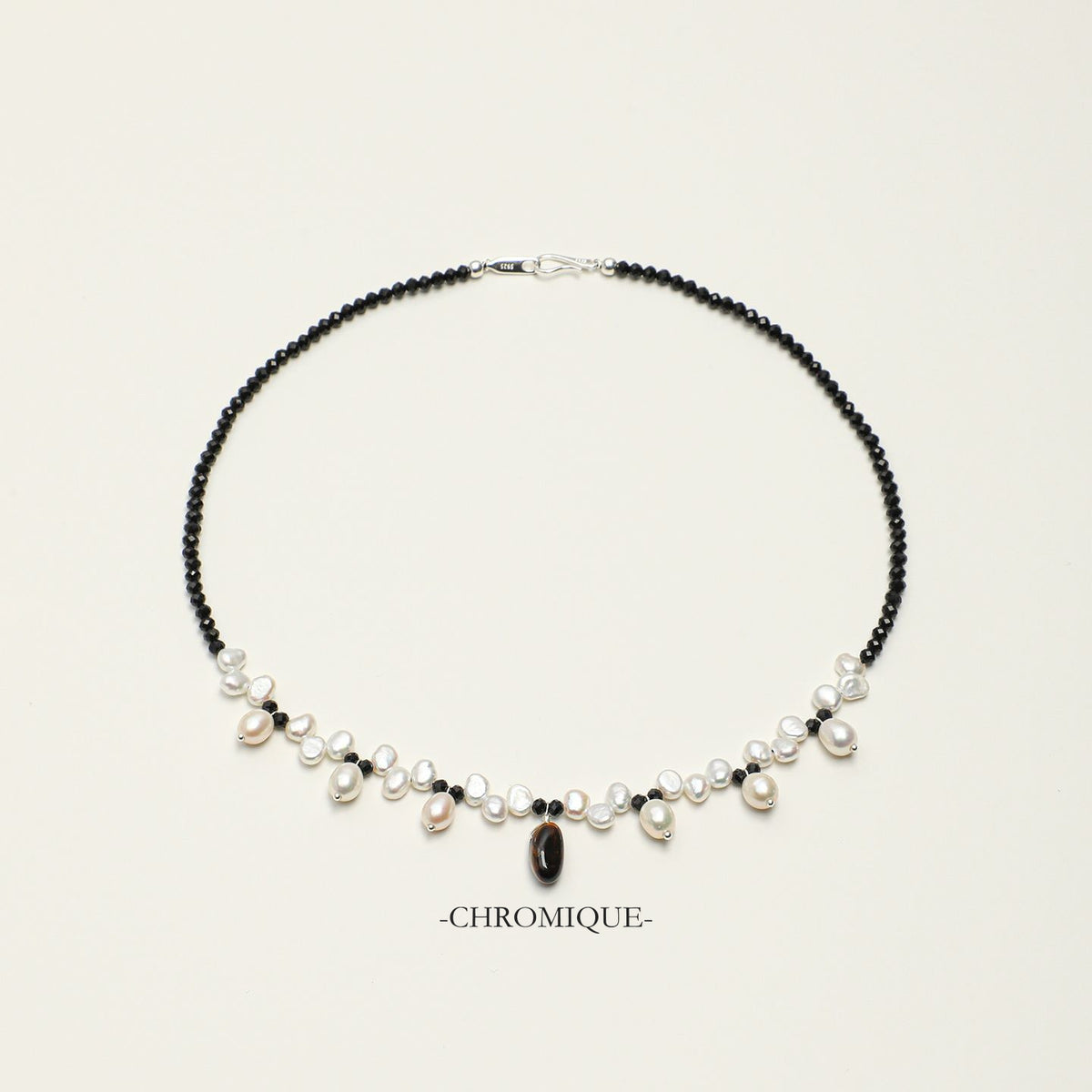Tiger's Eye & Black Tourmaline Necklace with Baroque Pearls | 925 Sterling Silver