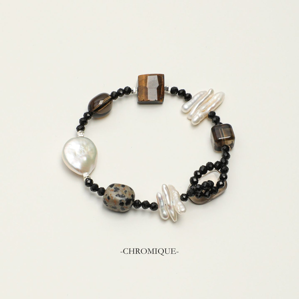 Smoky Quartz & Tiger's Eye Bracelet with Black Tourmaline | Natural Gemstones