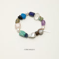 Amazonite & Amethyst Bracelet with Baroque Pearls | Mixed Gemstones