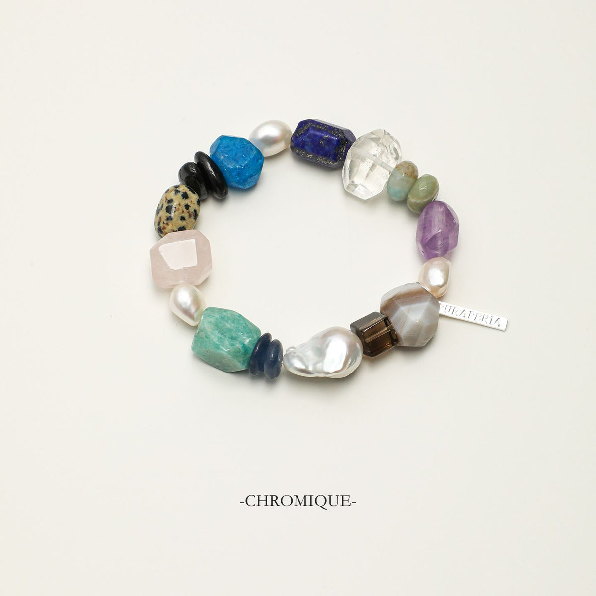 Amazonite & Amethyst Bracelet with Baroque Pearls | Mixed Gemstones