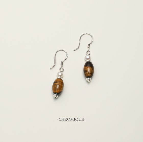 Tiger's Eye Beaded Earrings | 925 Sterling Silver