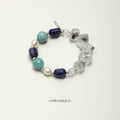 Black Herkimer Quartz, Lapis Lazuli & Amazonite Bracelet | Natural Gemstones