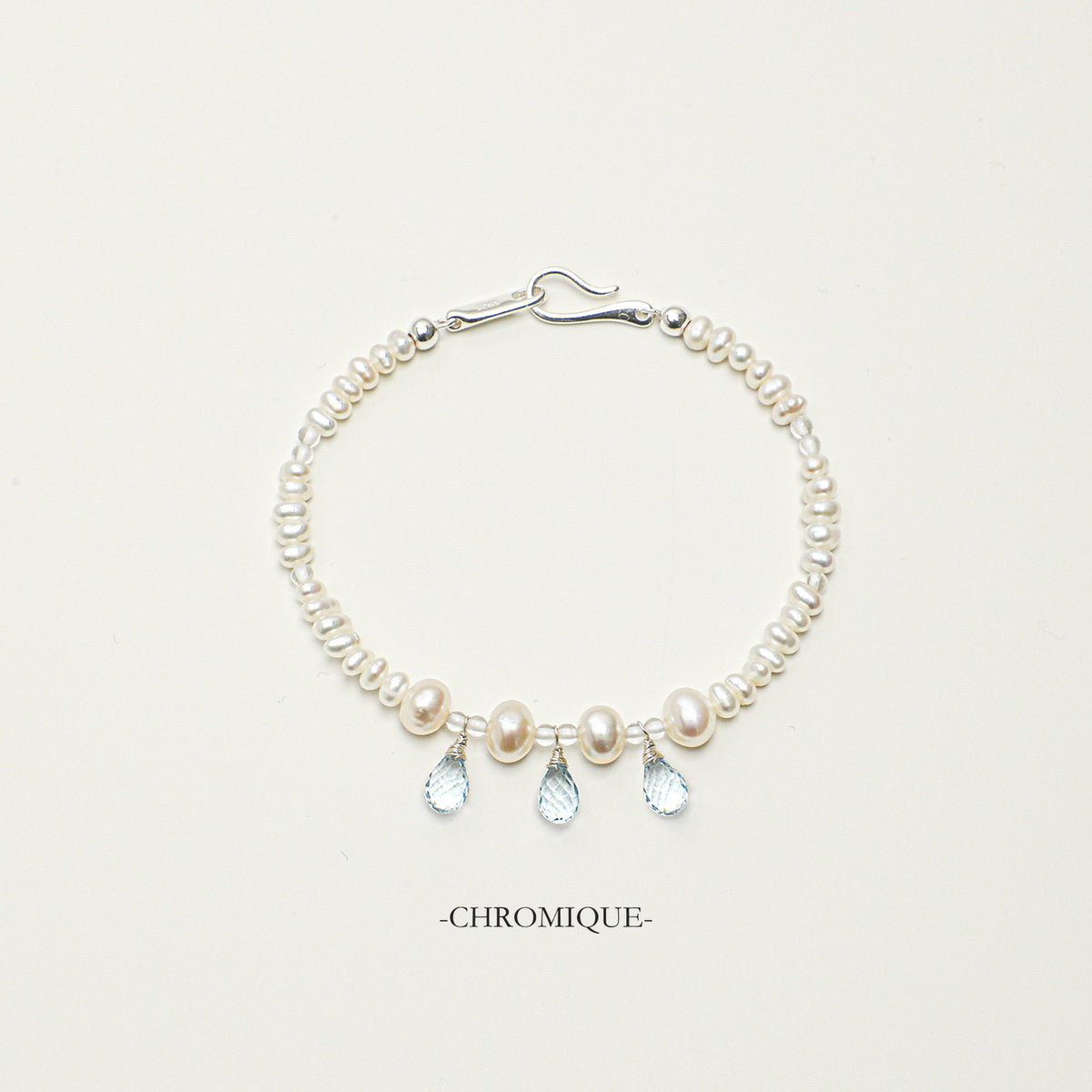 Pearl & Blue Topaz Bracelet | 925 Sterling Silver