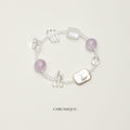 Amethyst, Clear Quartz & Blue Moonstone Bracelet | Mixed Gemstones