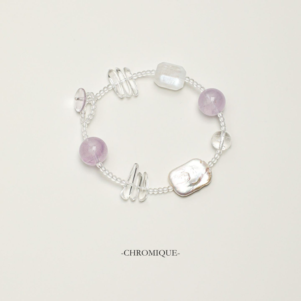 Amethyst, Clear Quartz & Blue Moonstone Bracelet | Mixed Gemstones
