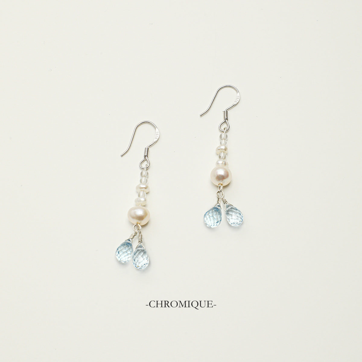 Pearl & Blue Topaz Drop Earrings | 925 Sterling Silver