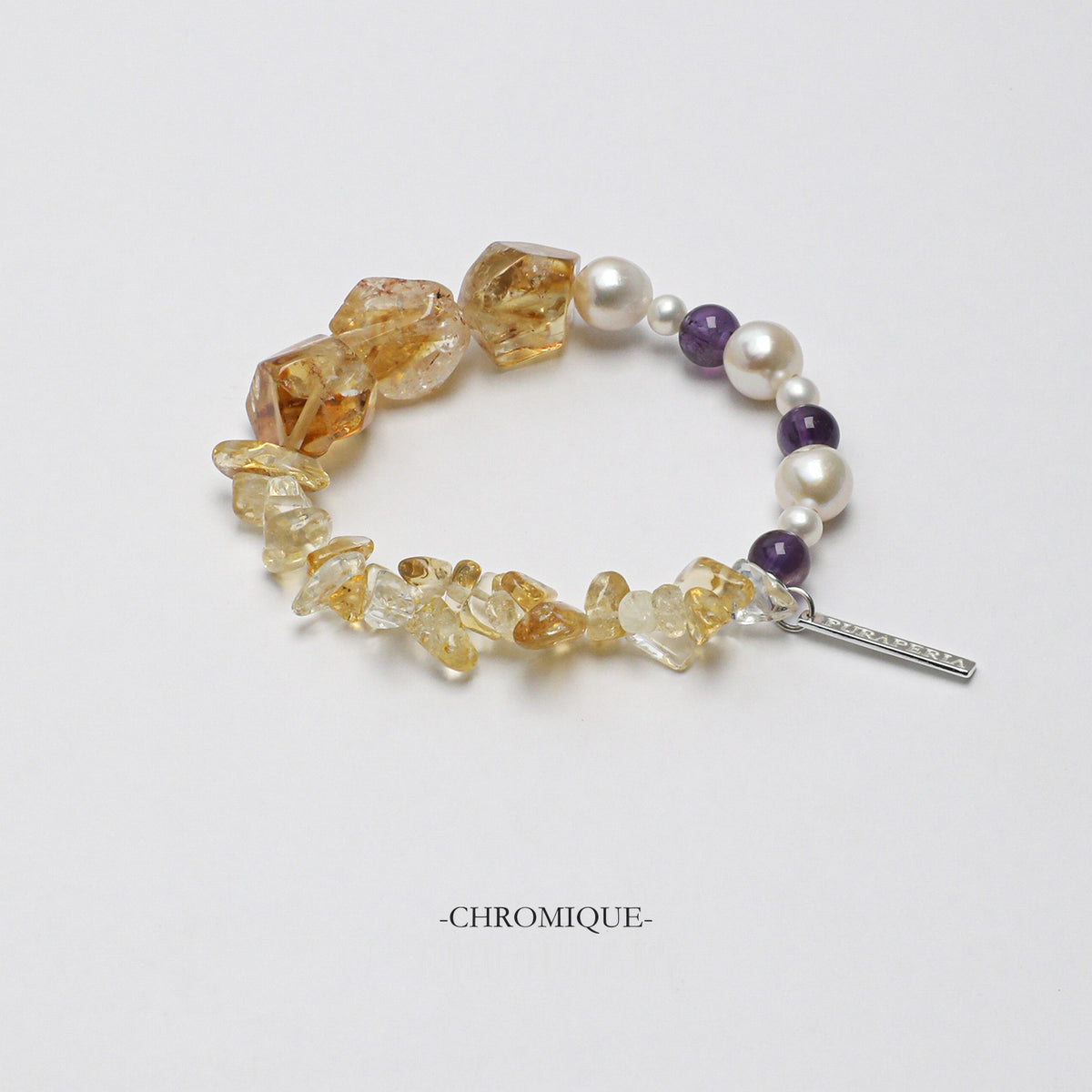 Citrine & Amethyst Bracelet with Baroque Pearls | Mixed Gemstones