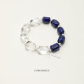 Lapis Lazuli & Clear Quartz Bracelet | 925 Sterling Silver