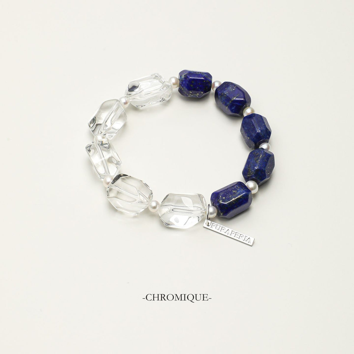 Lapis Lazuli & Clear Quartz Bracelet | 925 Sterling Silver