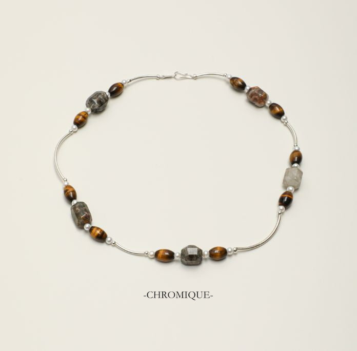 Tiger's Eye Beaded Necklace | 925 Sterling Silver