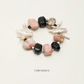 Pink Opal & Black Onyx Bracelet with Baroque Pearl | Natural Gemstones