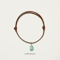 Adjustable Leather Pet Necklace with Replaceable Natural Stone Pendant | 925 Sterling Silver