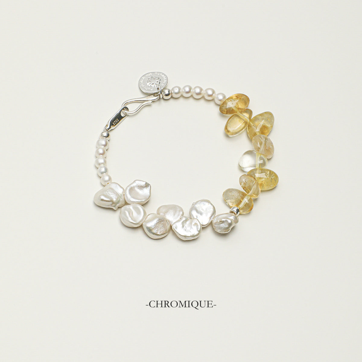 Citrine & Petal Bead Bracelet | 925 Sterling Silver