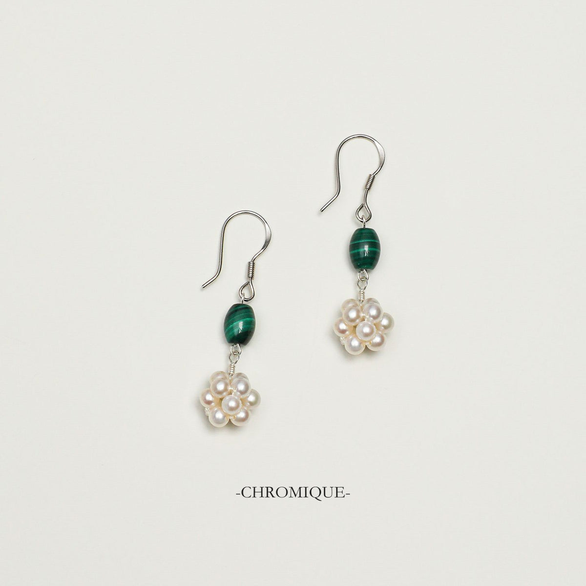 Malachite Beaded Drop Earrings | 925 Sterling Silver