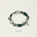 Malachite & Gray Baroque Pearl Bracelet | Silver Accents
