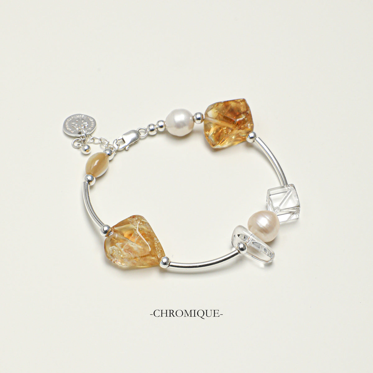 Brazilian Citrine & Freshwater Pearl Bracelet | 925 Sterling Silver