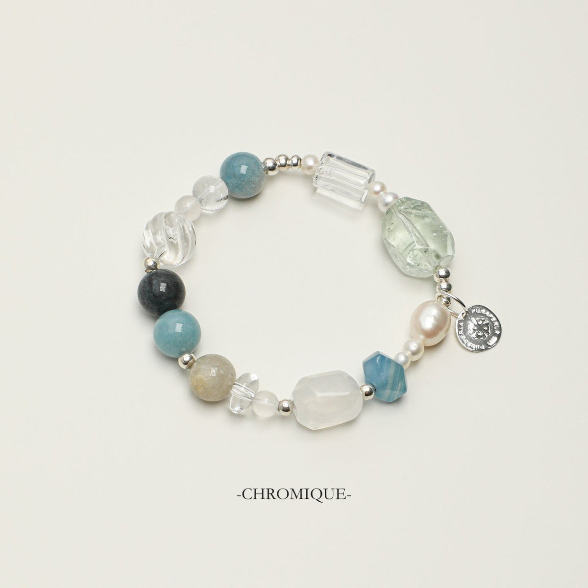 Blue Moonstone & Clear Quartz Bracelet | Mixed Gemstones