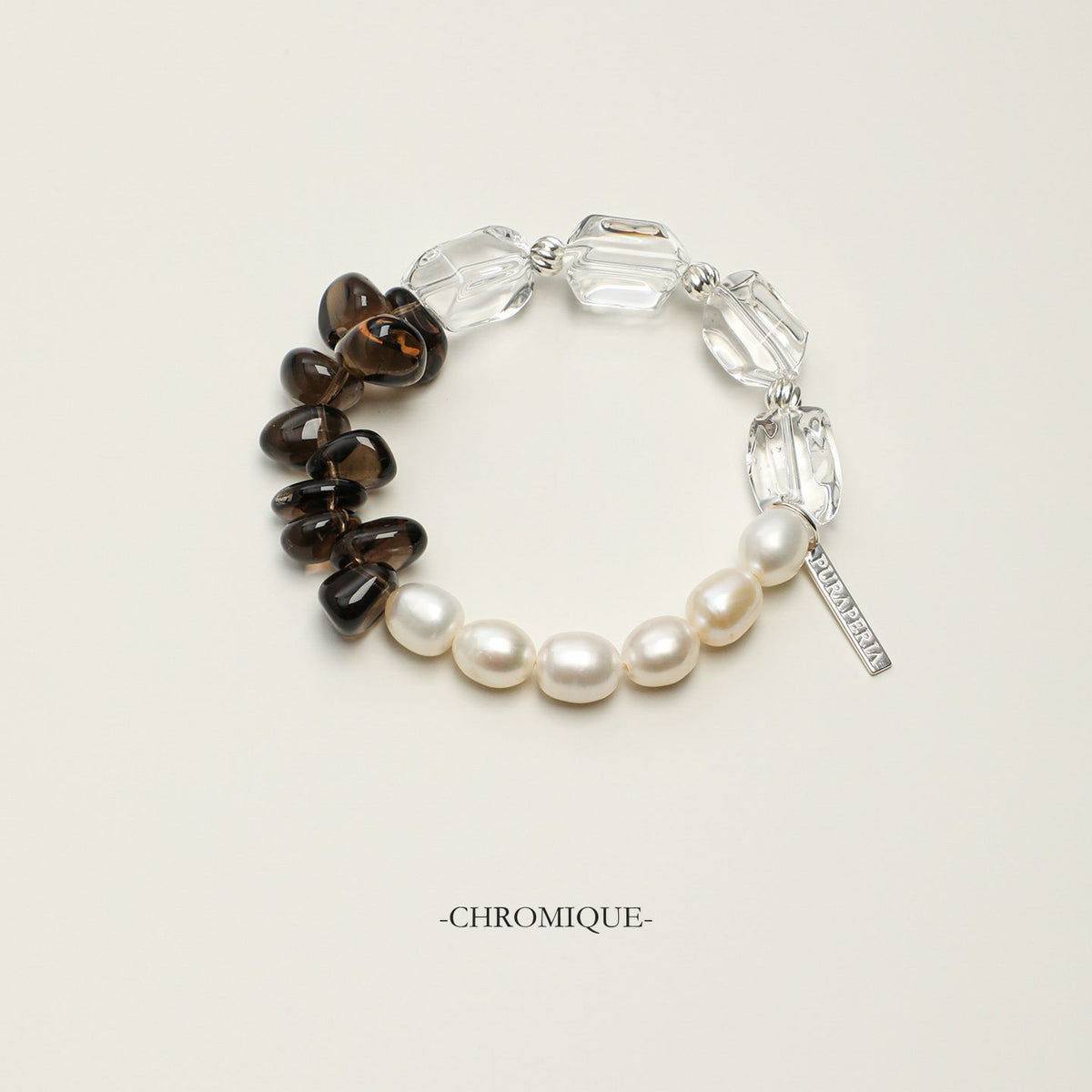 Clear Quartz & Smoky Quartz Bracelet | 925 Sterling Silver