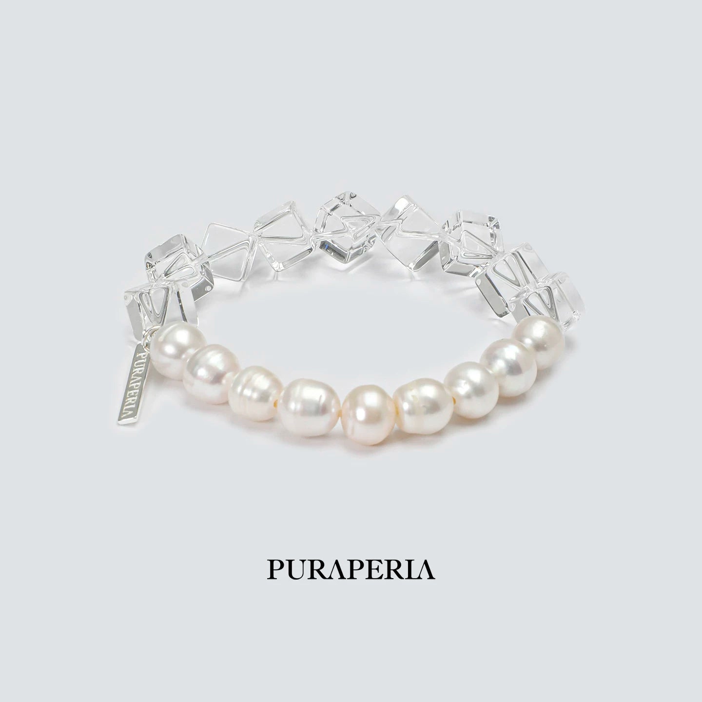 White Crystal & Freshwater Pearl Bracelet