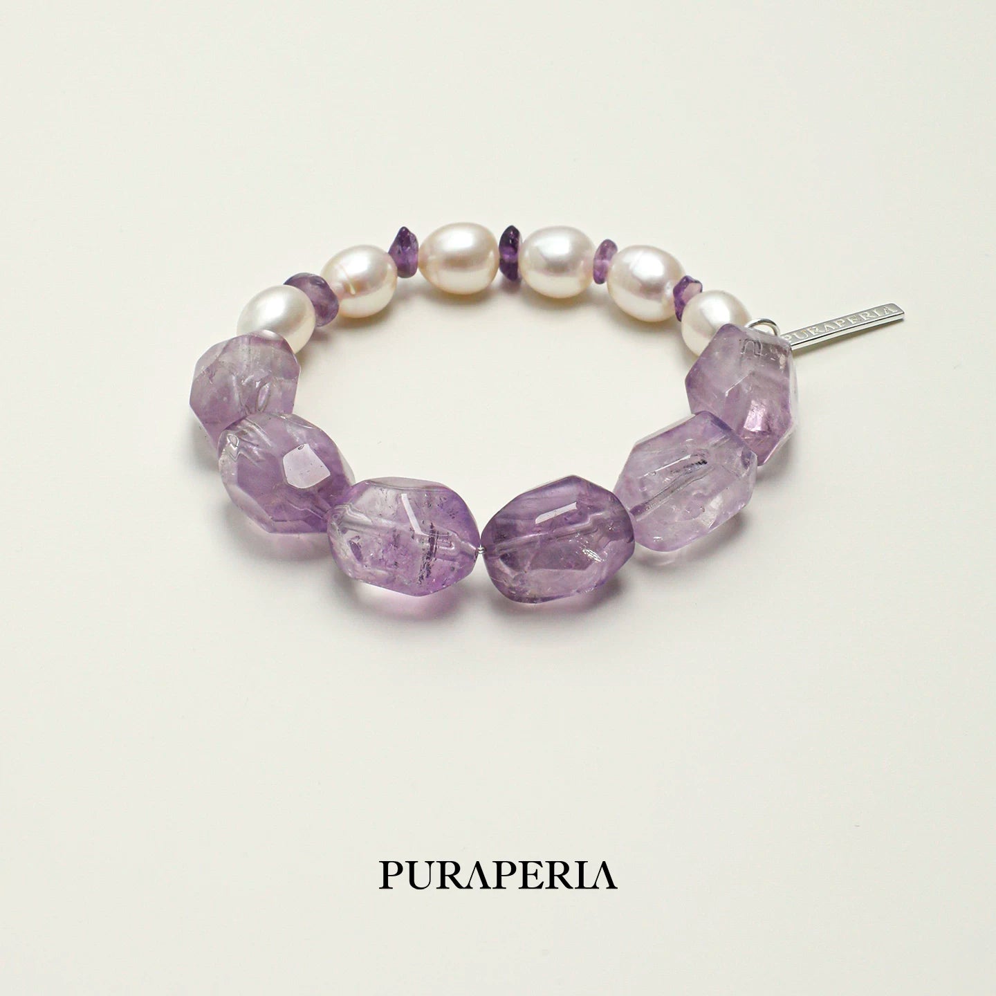 Gray Pearl & White Crystal Bracelet